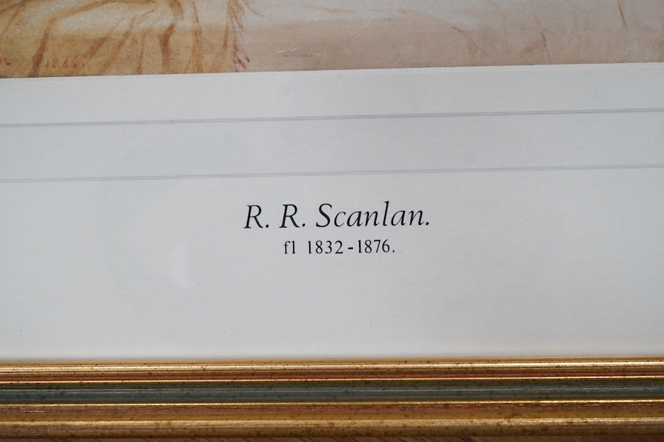 Robert Scanlan (fl. 1832-1876), watercolour, Reclining semi-nude woman, signed and dated 1866, 25 x 38cm. Condition - good